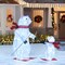 White-Red Metal Fabric Skiing Polar Bears with LED Lights 2 PCS Set